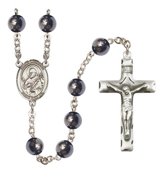 Silver-Plated 8mm Saint Meinrad of Einsiedeln  Engraved Catholic Rosaries