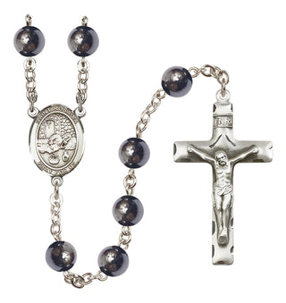 Silver Plated 8mm Hematite Saint Rosalia Rosary