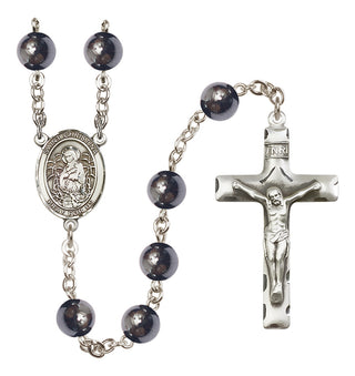 Silver-Plated 8mm Saint Christina the Astonishing  Engraved Catholic Rosaries