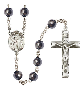 Silver Plated 8mm Hematite Saint Columbanus Rosary