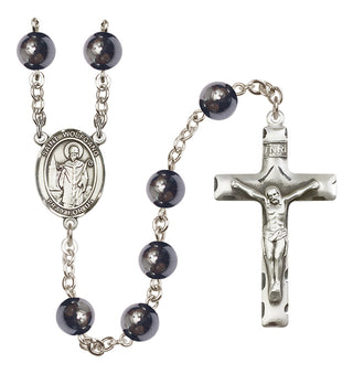 Silver-Plated 8mm Saint Wolfgang  Engraved Catholic Rosaries