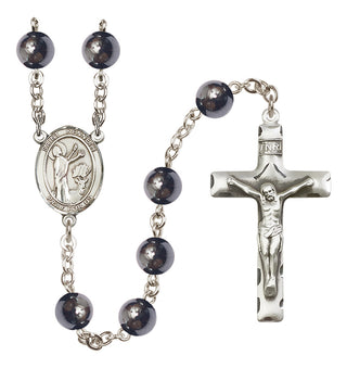 Silver-Plated 8mm Saint Kenneth  Engraved Catholic Rosaries