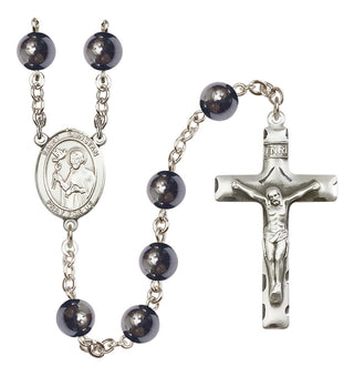 Silver Plated 8mm Hematite Saint Dunstan Rosary