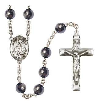 Silver-Plated 8mm Saint Paula  Engraved Catholic Rosaries