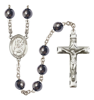 Silver Plated 8mm Hematite Saint Frances of Rome Rosary