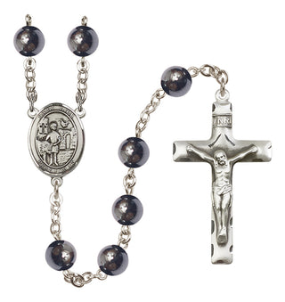 Silver-Plated 8mm Saint Vitus  Engraved Catholic Rosaries