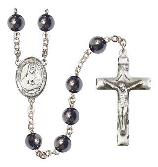 Silver Plated 8mm Hematite Saint Rose Philippine Duchesne Rosary