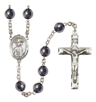 Silver-Plated 8mm Saint Andrew Kim Taegon  Engraved Catholic Rosaries