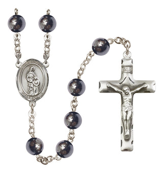 Silver Plated 8mm Hematite Saint Anne Rosary