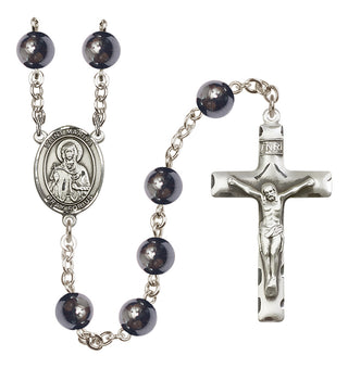 Silver Plated 8mm Hematite Saint Marina Rosary
