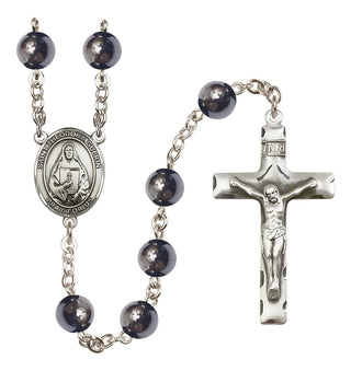 Silver Plated 8mm Hematite Saint Theodora Rosary