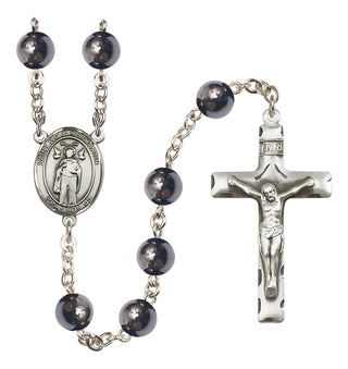 Silver Plated 8mm Hematite Saint Ivo of Kelmartin Rosary