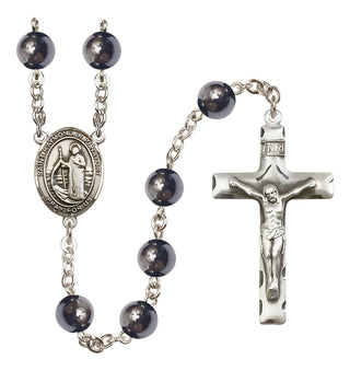 Silver Plated 8mm Hematite Saint Raymond of Penafort Rosary