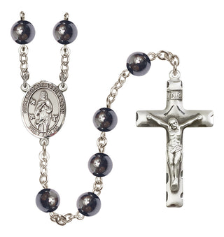 Silver Plated 8mm Hematite Our Lady of Assumption Rosary