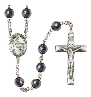 Silver-Plated 8mm Blessed Emilee Doultremont  Engraved Catholic Rosaries
