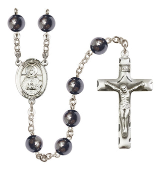 Silver Plated 8mm Hematite Saint Daria Rosary