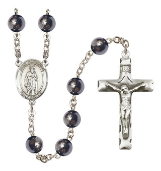 Silver-Plated 8mm Saint Nathanael  Engraved Catholic Rosaries