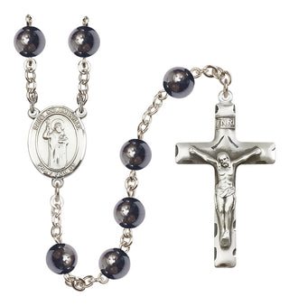 Silver Plated 8mm Hematite Saint Columbkille Rosary