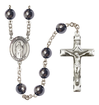 Silver Plated 8mm Hematite Saint Seraphina Rosary