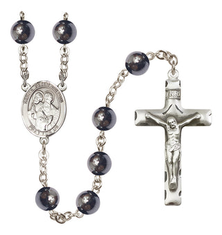 Silver Plated 8mm Hematite Saints Peter & Paul Rosary