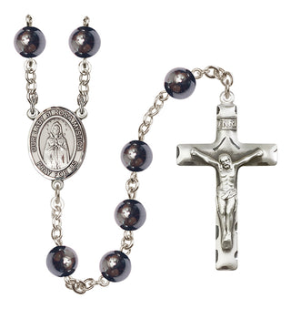 Silver-Plated 8mm Our Lady of Rosa Mystica  Engraved Catholic Rosaries