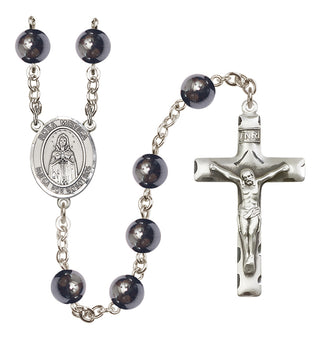 Silver-Plated 8mm Rosa Mystica  Engraved Catholic Rosaries