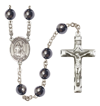 Silver-Plated 8mm Saint Maron  Engraved Catholic Rosaries