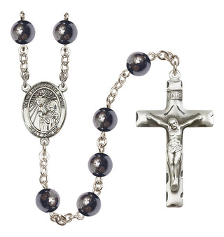 Silver-Plated 8mm Saint Margaret Mary Alacoque  Engraved Catholic Rosaries