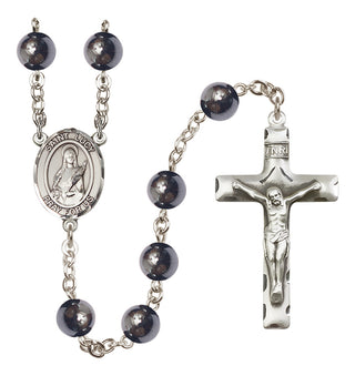 Silver Plated 8mm Hematite Saint Lucy Rosary