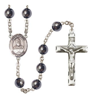 Silver Plated 8mm Hematite Saint Fabian Rosary