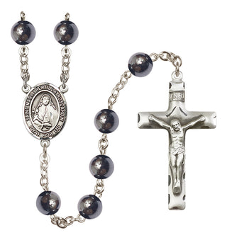 Silver Plated 8mm Hematite Saint Maria Bertilla Boscardin Rosary