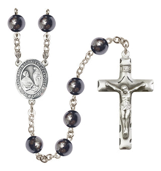 Silver Plated 8mm Hematite Saint Mary Magdalene of Canossa Rosary