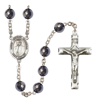 Silver-Plated 8mm Saint Joseph Marello  Engraved Catholic Rosaries