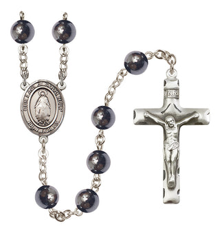 Silver Plated 8mm Hematite Our Lady of Good Help Rosary