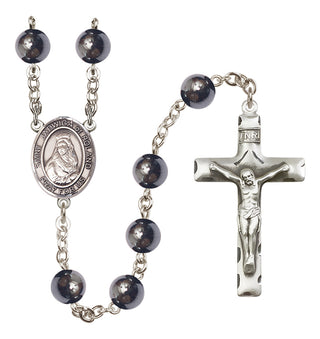Silver Plated 8mm Hematite Saint Jadwiga of Poland Rosary