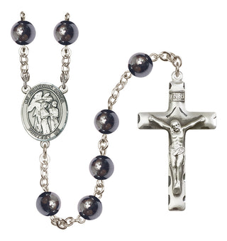 Silver-Plated 8mm Guardian Angel w/Children  Engraved Catholic Rosaries