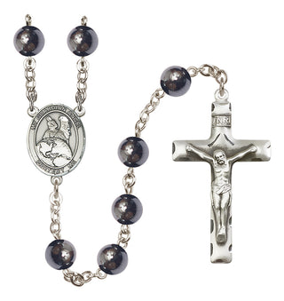 Silver-Plated 8mm Guardian Angel Protector  Engraved Catholic Rosaries