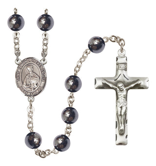 Silver Plated 8mm Hematite Saint Edmund of East Anglia Rosary