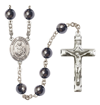 Silver Plated 8mm Hematite Saint Norbert of Xanten Rosary