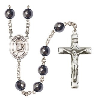 Silver Plated 8mm Hematite Pope Pius V Rosary