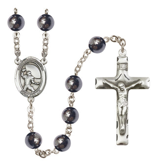 Silver-Plated 8mm Saint Christopher / Football Rosary