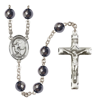 Silver-Plated 8mm Saint Christopher/Soccer Rosary