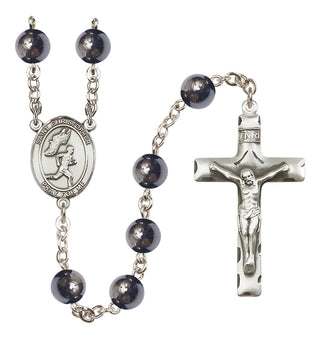 Silver-Plated 8mm Saint Christopher/Track&Field-Men Rosary