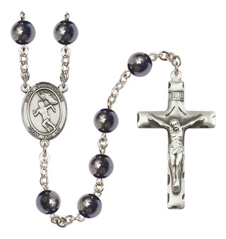 Silver-Plated 8mm Saint Christopher/Track&Field-Women Rosary