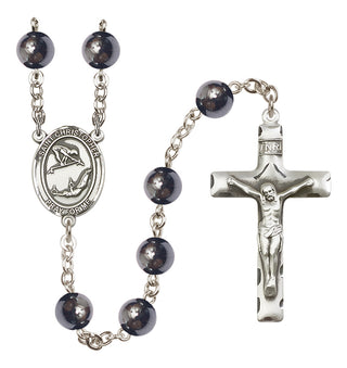 Silver-Plated 8mm Saint Christopher/Gymnastics Rosary