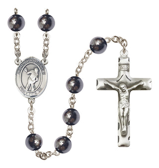 Silver-Plated 8mm Saint Christopher/Lacrosse Rosary