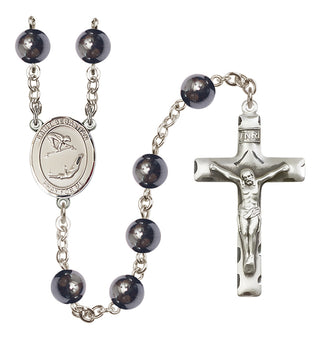 Silver-Plated 8mm Saint Sebastian/Gymnastics Rosary