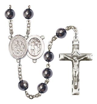 Saint Sebastian and Choir Rosary with Hematite Beads