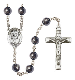 Silver-Plated 8mm Guardian Angel/Baseball Rosary