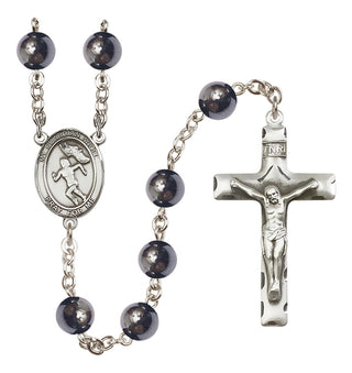 Silver-Plated 8mm Guardian Angel/Track&Field-Women Rosary